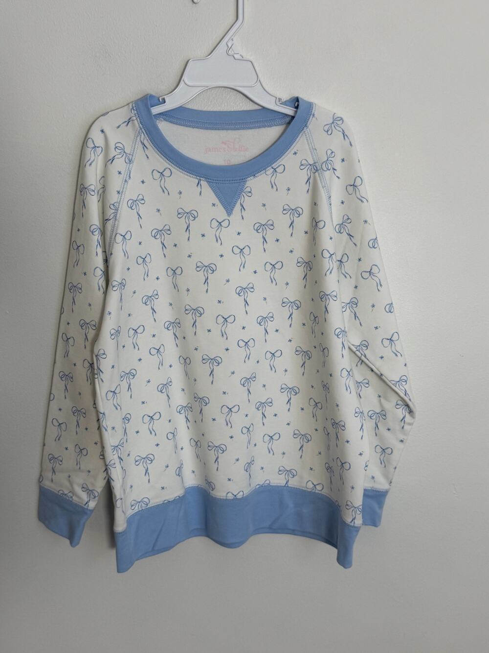 James & Lottie Sidney Sweatshirt- Blue Bows size 10 NWT $56